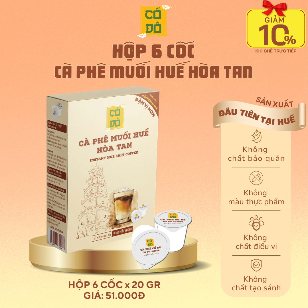 Hộp 6 Viên Cà Phê Muối Huế Hòa Tan